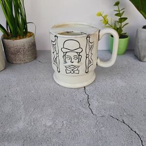 White Ceramic Mug with Black Line Art